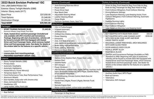 Ebony Twilight Metallic 2023 Buick Envision Preferred AWD