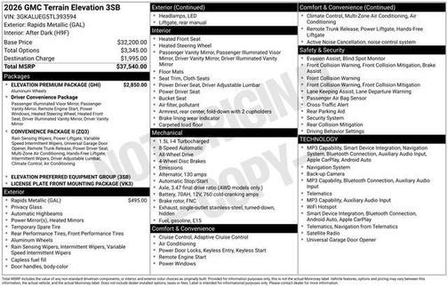 Rapids Metallic 2026 GMC Terrain AWD Elevation