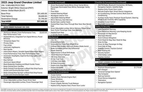 Bright White Clearcoat 2023 Jeep Grand Cherokee Limited