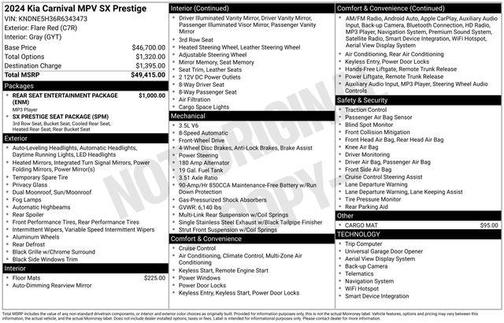 Flare Red 2024 Kia Carnival SX Prestige