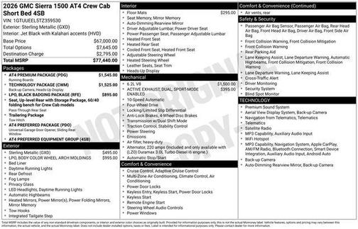 Sterling Metallic 2026 GMC Sierra 1500 AT4