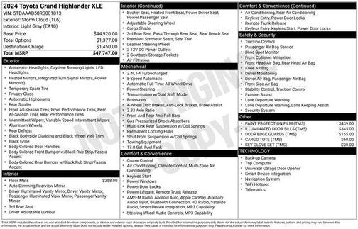 Cloud 2024 Toyota Grand Highlander XLE
