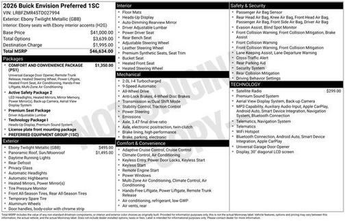 Ebony Twilight Metallic 2026 Buick Envision Preferred AWD