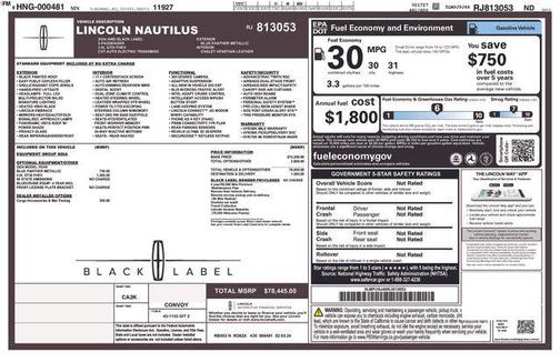 Blue Panther Metallic Clearcoat 2024 Lincoln Nautilus Black Label