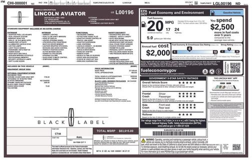 Chroma Caviar Dark Gray Premium Metallic 2020 Lincoln Aviator Black Label AWD