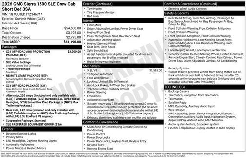Summit White 2026 GMC Sierra 1500 SLE