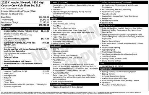 Black 2025 Chevrolet Silverado 1500 High Country