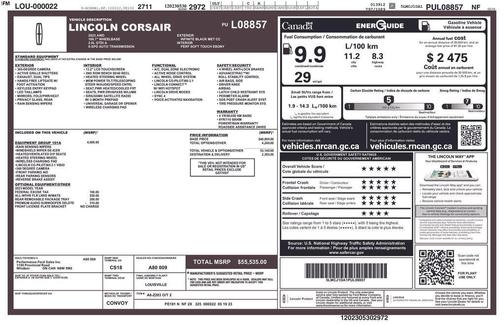 Infinite Black Metallic Clearcoat 2023 Lincoln Corsair Standard