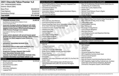 Black 2021 Chevrolet Tahoe Premier