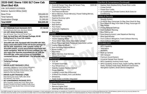 Summit White 2020 GMC Sierra 1500 SLT