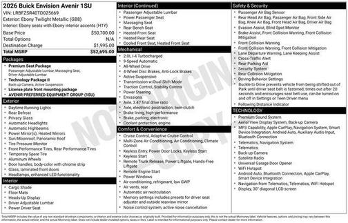 Ebony Twilight Metallic 2026 Buick Envision Avenir AWD