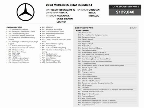Black 2023 Mercedes-Benz EQS 580 Base 4MATIC