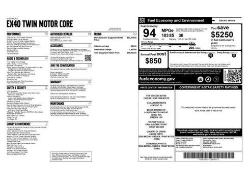 Silver 2025 Volvo EX40 Twin Motor Core