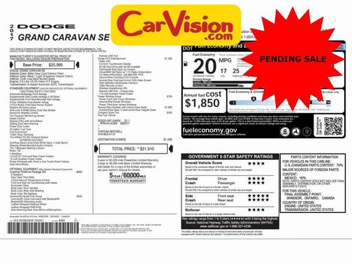 2017 Dodge Grand Caravan SE