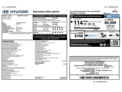 Teal 2025 Hyundai IONIQ 5 Limited