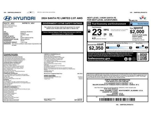 Brass 2024 Hyundai SANTA FE Limited