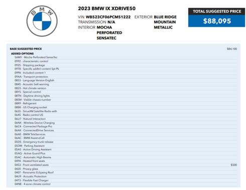 Blue Ridge Mountain Metallic 2023 BMW iX xDrive50