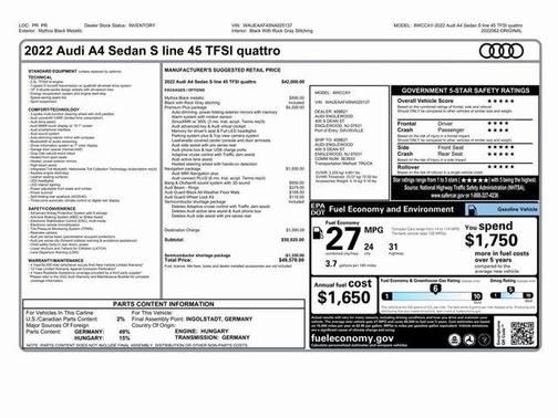 2022 Audi A4 45 S line Premium Plus