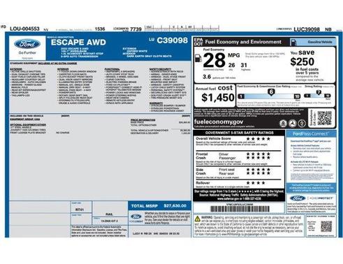 Oxford White 2020 Ford Escape S