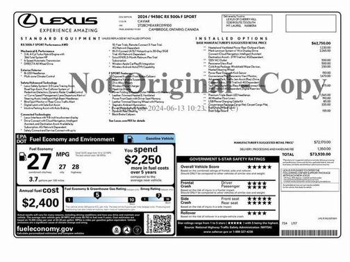 2024 Lexus RX 500h F SPORT PERFORMANCE