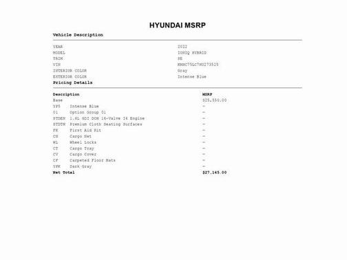 2022 Hyundai IONIQ Hybrid SE