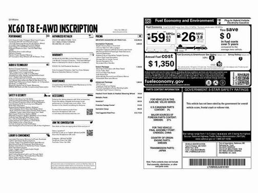 2018 Volvo XC60 Recharge Plug-In Hybrid T8 Inscription