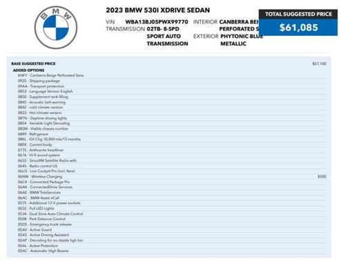 Phytonic Blue Metallic 2023 BMW 530 i xDrive