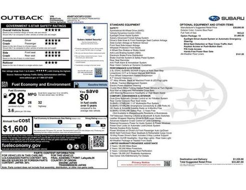 Cosmic Blue Pearl 2023 Subaru Outback Premium
