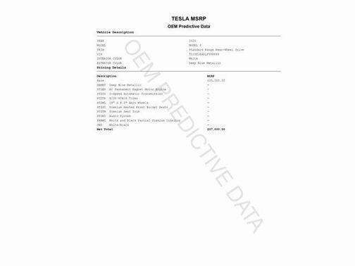 2020 Tesla Model 3 Standard Range Plus