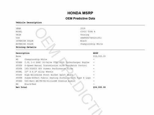 2019 Honda Civic Type R Touring