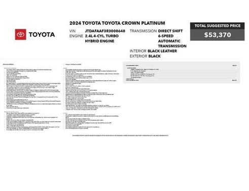 Black 2024 Toyota Crown Platinum