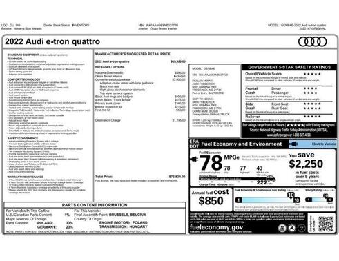 Navarra Blue Metallic 2022 Audi e-tron Premium