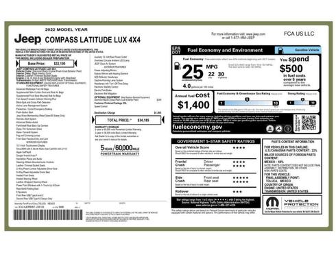 Diamond Black 2022 Jeep Compass Latitude Lux