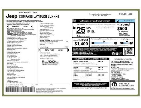 Diamond Black 2022 Jeep Compass Latitude Lux