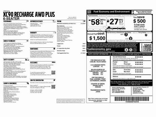2023 Volvo XC90 Recharge Plug-In Hybrid T8 Plus 6 Passenger
