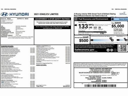2021 Hyundai IONIQ EV Limited