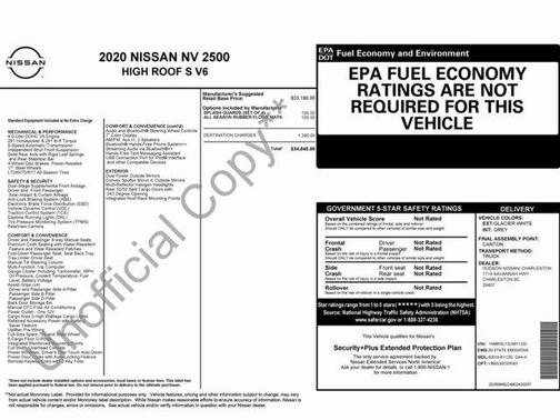 2020 Nissan NV Cargo NV2500 HD S V6/S V8