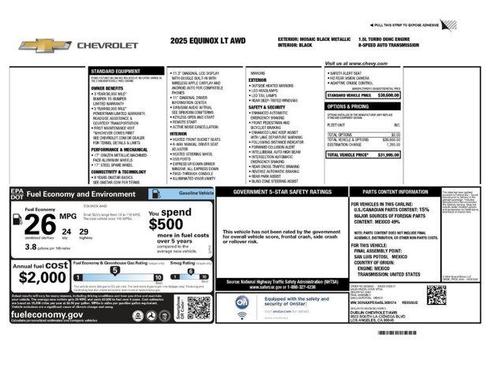 Mosaic Black Metallic 2025 Chevrolet Equinox LT