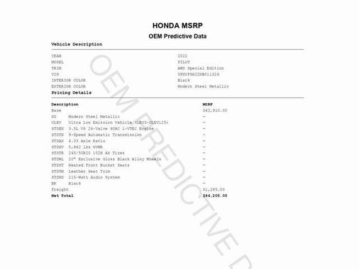 2022 Honda Pilot Special Edition