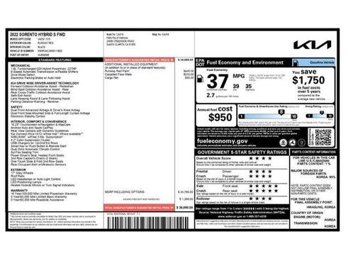 2022 Kia Sorento Hybrid S
