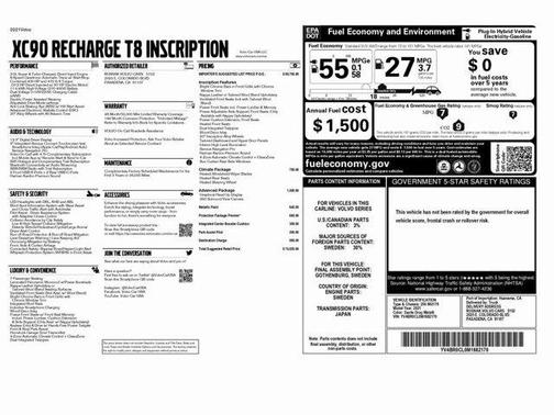 2021 Volvo XC90 Recharge Plug-In Hybrid T8 Inscription 7 Passenger