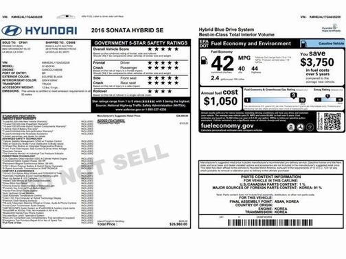 2016 Hyundai SONATA Hybrid SE