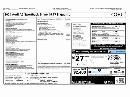 2024 Audi A5 Sportback 45 S line quattro Premium