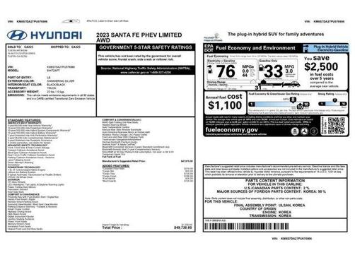 Shimmering Silver 2023 Hyundai Santa Fe Plug-In Hybrid Limited