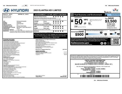 Scarlet Red Pearl 2023 Hyundai ELANTRA HEV Limited