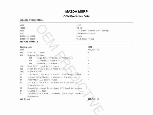 2025 Mazda CX-50 2.5 Turbo Premium Plus Package