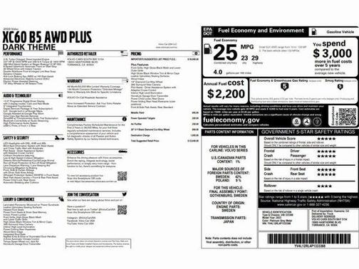 Platinum Gray Metallic 2023 Volvo XC60 B5 Plus Dark Theme