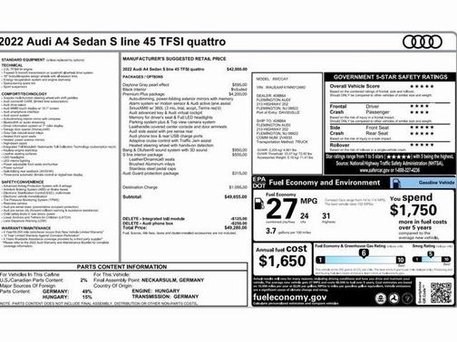2022 Audi A4 45 S line Premium Plus