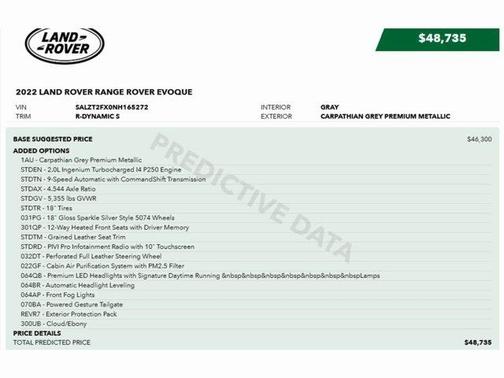 2022 Land Rover Range Rover Evoque R-Dynamic S