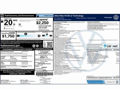 2022 Volkswagen Atlas 3.6L SE w/Technology